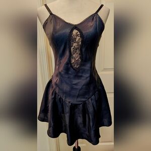 Vtg Victoria's Secret Liquid Satin Ballerina Lingerie Slip Dress w Back Buttons